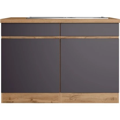 Held Möbel Spülenunterschrank Turin 120 Cm Mit 2 Türen Graphit/Wotaneiche 4 Held Möbel Spülenunterschrank Turin 120 Cm Mit 2 Türen Graphit/Wotaneiche – Bild 2