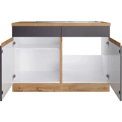 Held Möbel Spülenunterschrank Turin 120 Cm Mit 2 Türen Graphit/Wotaneiche 5 Held Möbel Spülenunterschrank Turin 120 Cm Mit 2 Türen Graphit/Wotaneiche – Bild 3