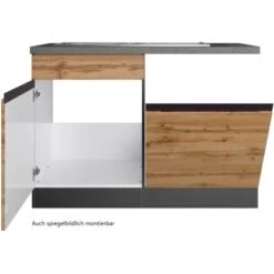 Held Möbel Spülenunterschrank Turin 120 Cm Mit GSP-Blende Wotaneiche/Graphit -KüchenTraum 189425 11016600 S 03