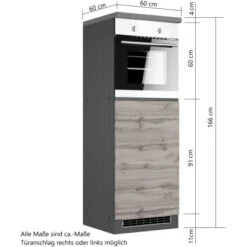 Held Möbel Kühlschrank/Ofenumbauschrank Turin 60 Cm Wotaneiche/Graphit -KüchenTraum 189522 11016600 VM 07