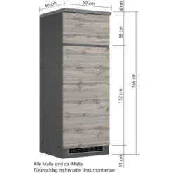 Held Möbel Umbauschrank Für Kühl/Gefrierkombi Turin 60 Cm Wotaneiche/Graphit -KüchenTraum 189542 11016600 VM 07
