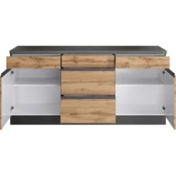 Held Möbel Küchenunterschrank Turin 180 Cm Wotaneiche/Graphit -KüchenTraum 189575 11016600 S 02