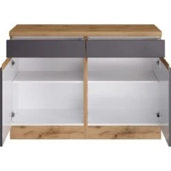 Held Möbel Küchenunterschrank Turin 120 Cm Graphit/Wotaneiche -KüchenTraum 189636 11016600 S 02