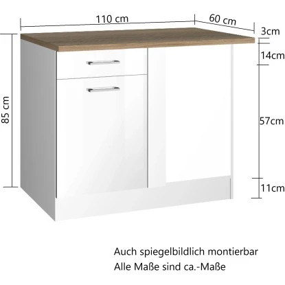 Held Möbel Küchen-Eckschrank Mailand 110 Cm Hochglanz Graphit/Graphit 4 Held Möbel Küchen-Eckschrank Mailand 110 Cm Hochglanz Graphit/Graphit – Bild 2