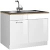 Held Möbel Spülenunterschrank Mailand 110 Cm Hochglanz Weiß/Weiß -KüchenTraum 189973 11016600 S 01