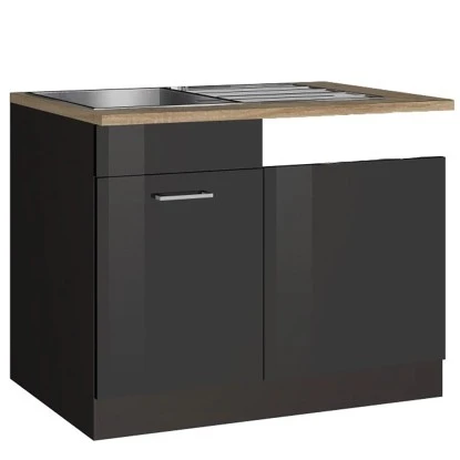 Held Möbel Spülenunterschrank Mailand 110 Cm Hochglanz Graphit/Graphit 4 Held Möbel Spülenunterschrank Mailand 110 Cm Hochglanz Graphit/Graphit – Bild 2