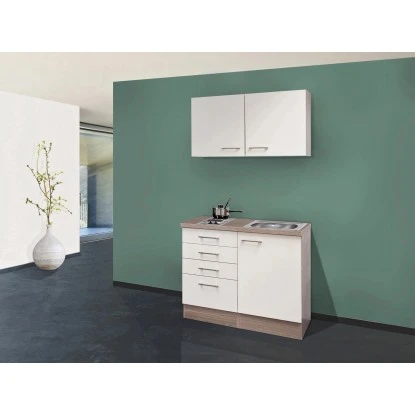 Flex-Well Exclusiv Miniküche Eico 100 Cm Magnolienweiß-Tennessee Eiche 3 Flex-Well Exclusiv Miniküche Eico 100 Cm Magnolienweiß-Tennessee Eiche