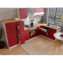 Respekta Winkelküche KBL310WRCG 310 X 172 Cm Rot-Weiß-Butcher Nussbaum -KüchenTraum 194 4384 neu KBL310WRCG 03