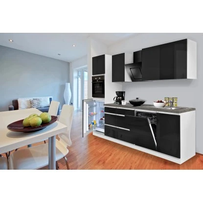 Respekta Premium Küchenzeile 280 Cm Grifflos Schwarz Hochglanz-Weiß 3 Respekta Premium Küchenzeile 280 Cm Grifflos Schwarz Hochglanz-Weiß