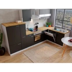 Respekta Winkelküche KBL310WSCG 310 X 172 Cm Schwarz-Weiß-Butcher Nussbaum -KüchenTraum 197 4384 neu KBL310WSCG 03