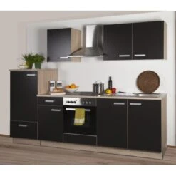 Küchenzeile Litra 270 Cm Lava Melamin-Sonoma Eiche Kühlschrank Links 7 Küchenzeile Litra 270 Cm Lava Melamin-Sonoma Eiche Kühlschrank Links -KüchenTraum 19 litra 270 lava glask li