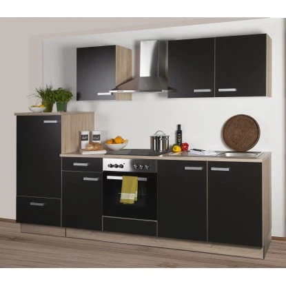 Küchenzeile Litra 270 Cm Lava Melamin-Sonoma Eiche Kühlschrank Links 5 Küchenzeile Litra 270 Cm Lava Melamin-Sonoma Eiche Kühlschrank Links – Bild 3