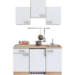 Flex-Well Exclusiv Küchenzeile Abaco 150 Cm Perlmutt Glänzend-Akazie -KüchenTraum 1 4051 Singleblock Abaco 1 1