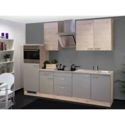 Flex-Well Exclusiv Küchenzeile Arizona 270 Cm Quarz-Cubanit-San Remo Eiche NB