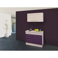 Flex-Well Exclusiv Miniküche Focus 100 Cm Akazie-Aubergine -KüchenTraum 1 g 100 501 000 focus deko