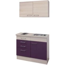 Flex-Well Exclusiv Miniküche Focus 100 Cm Akazie-Aubergine -KüchenTraum 1 g 100 501 000 focus frei