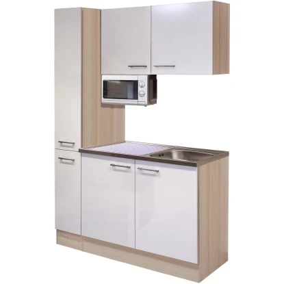 Flex-Well Singleküche 130 Cm Abaco Perlmutt Glänzend-Akazie 4 Flex-Well Singleküche 130 Cm Abaco Perlmutt Glänzend-Akazie – Bild 2