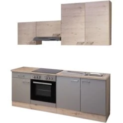 Flex-Well Küchenzeile Arizona 210 Cm Quarz Cubanit-San Remo Eiche -KüchenTraum 1 g 210 1601 008 riva free