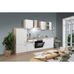 Respekta Küchenzeile KB270ESW 270 Cm Weiß-Eiche Sägerau Nachbildung -KüchenTraum 2160901 KB270ESW 01