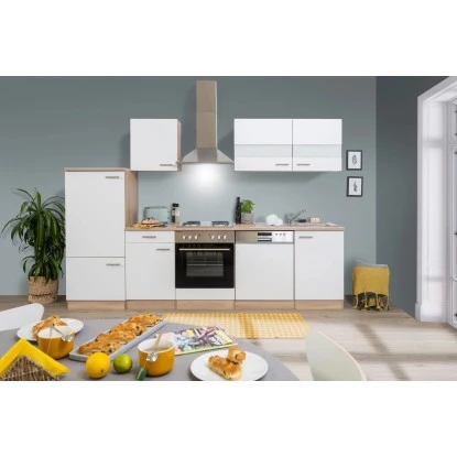 Respekta Küchenzeile KB280ESW 280 Cm Weiß-Eiche Sägerau Nachbildung 3 Respekta Küchenzeile KB280ESW 280 Cm Weiß-Eiche Sägerau Nachbildung