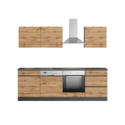 Held Möbel Küchenzeile Turin 240 Cm Wotaneiche-Graphit Mit E-Geräten -KüchenTraum 2180 11016600 1103.6310 1a