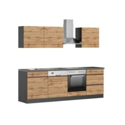 Held Möbel Küchenzeile Turin 240 Cm Wotaneiche-Graphit Mit E-Geräten -KüchenTraum 2180 11016600 1103.6310 1b