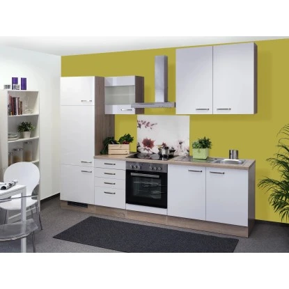 Flex-Well Exclusiv Küchenzeile Valero 270 Cm Hochglanz Weiß-Sonoma Eiche 3 Flex-Well Exclusiv Küchenzeile Valero 270 Cm Hochglanz Weiß-Sonoma Eiche