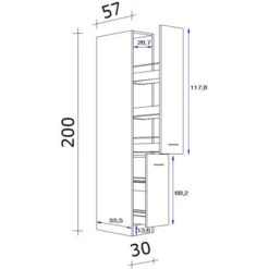 Flex-Well Exclusiv Apothekerschrank Eico 200 Cm X 30 Cm X 57 Cm Magnolienweiß 5 Flex-Well Exclusiv Apothekerschrank Eico 200 Cm X 30 Cm X 57 Cm Magnolienweiß -KüchenTraum 247350 4051 5 8