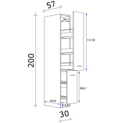 Flex-Well Exclusiv Apothekerschrank Eico 200 Cm X 30 Cm X 57 Cm Magnolienweiß 4 Flex-Well Exclusiv Apothekerschrank Eico 200 Cm X 30 Cm X 57 Cm Magnolienweiß – Bild 2