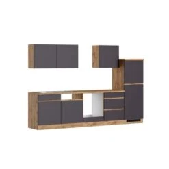 Held Möbel Küchenzeile Turin 300 Cm Graphit-Wotaneiche Ohne E-Geräte -KüchenTraum 2560 11016600 1104.6311 1b