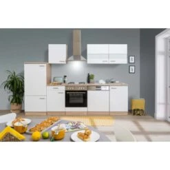 Respekta Küchenzeile Ohne E-Geräte LBKB280ESW 280 Cm Weiß-Eiche Sonoma Sägerau -KüchenTraum 2619492 4384 LBKB280ESW 01