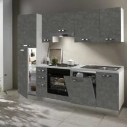 Marinelli Cucine Küchenzeile Nina 255 Cm Betonoptik Dunkelgrau - Weiß -KüchenTraum 2657 Nina 0806891866608 8