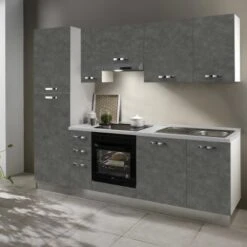 Marinelli Cucine Küchenzeile Nina 255 Cm Betonoptik Dunkelgrau - Weiß -KüchenTraum 2657 Nina 0806891866608 9