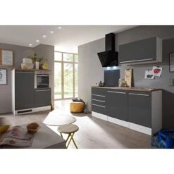 Respekta Premium Küchenzeile BERP290HWGC 290 Cm Grau Hochglanz-Weiß -KüchenTraum 2696102 4384 4