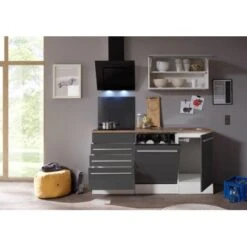 Respekta Premium Küchenzeile BERP290HWGC 290 Cm Grau Hochglanz-Weiß -KüchenTraum 2696102 4384 5