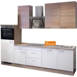 Flex-Well Classic Küchenzeile Florida 280 Cm Weiß-Sonoma Eiche Nachbildung -KüchenTraum 2802315015gspfloridafrei 2