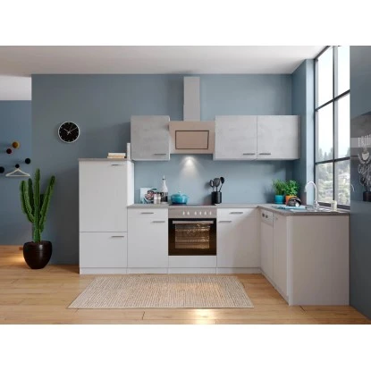 Respekta Winkelküche KBL280WWBSCG 280 X 172 Cm Weiß-Beton Optik 5 Respekta Winkelküche KBL280WWBSCG 280 X 172 Cm Weiß-Beton Optik – Bild 3