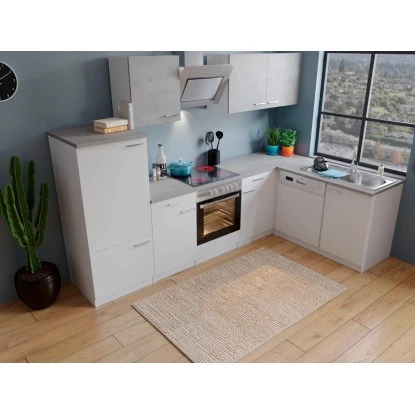 Respekta Winkelküche KBL280WWBSCG 280 X 172 Cm Weiß-Beton Optik 6 Respekta Winkelküche KBL280WWBSCG 280 X 172 Cm Weiß-Beton Optik – Bild 4