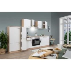 Respekta Küchenzeile KB300ESWC 300 Cm Weiß-Eiche Sägerau Nachbildung -KüchenTraum 3128824 KB300ESWC 01