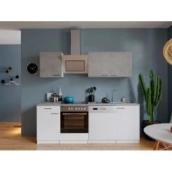 Respekta Economy Küchenzeile KB220WWBSC 220 Cm Weiß-Beton Optik -KüchenTraum 35 4384 neu KB220WWBSCG 02