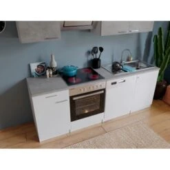 Respekta Economy Küchenzeile KB220WWBSC 220 Cm Weiß-Beton Optik -KüchenTraum 35 4384 neu KB220WWBSCG 03