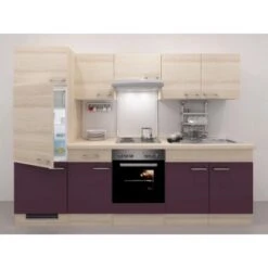 Flex-Well Exclusiv Küchenzeile Focus 270 Cm Akazie Nachbildung Aubergine -KüchenTraum 37134 4051 Kchenblock270cm