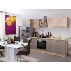 Flex-Well Küchenzeile Arizona 270 Cm Quarz Cubanit-San Remo Eiche