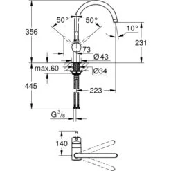 Grohe Minta Spültischbatterie Mit C-Auslauf In Velvet Black -KüchenTraum 4005176980640 4520 03