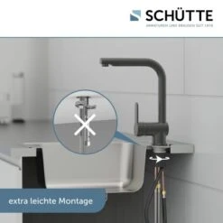 Schütte Spültischarmatur Mit Herausziehbarem Auslauf London Graphit Matt -KüchenTraum 4008431000794 2759 9