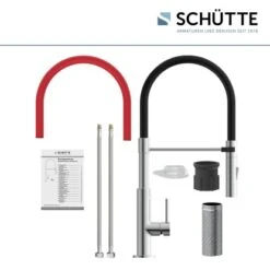 Schütte Spültischarmatur Mit Soft-Touch Schlauch Stilo Chrom-Schwarz -KüchenTraum 4008431791807 2759 5