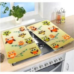 Wenko Herdabdeckplatten Universal Eulenversammlung 2er Set Mehrfarbig -KüchenTraum 4008838198360 1068 03