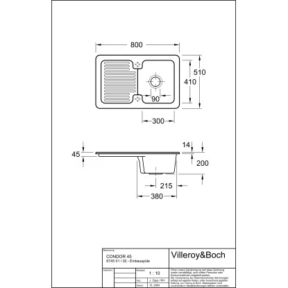 Villeroy & Boch Einbauspüle Condor 45 Ablaufg. Keramik Ebony CeramicPlus 4 Villeroy & Boch Einbauspüle Condor 45 Ablaufg. Keramik Ebony CeramicPlus – Bild 2
