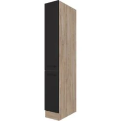 Flex-Well Exclusiv Apotheker-Hochschrank Capri 30 Cm Schwarz Matt-Endgrain Oak