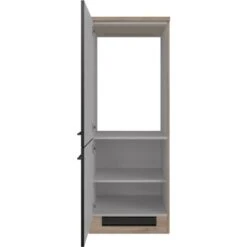 Flex-Well Exclusiv Demi-Geräteumbauschrank Capri 60 Cm Schwarz Matt-Endgrain Oak -KüchenTraum 4047584070094 4051 S 02